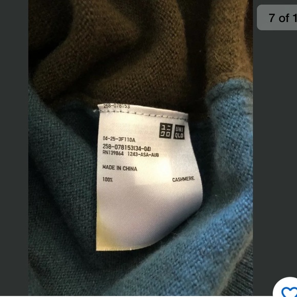 Uniqlo Cashmere V-Neck Sweater Sz S - Picture 6 of 8